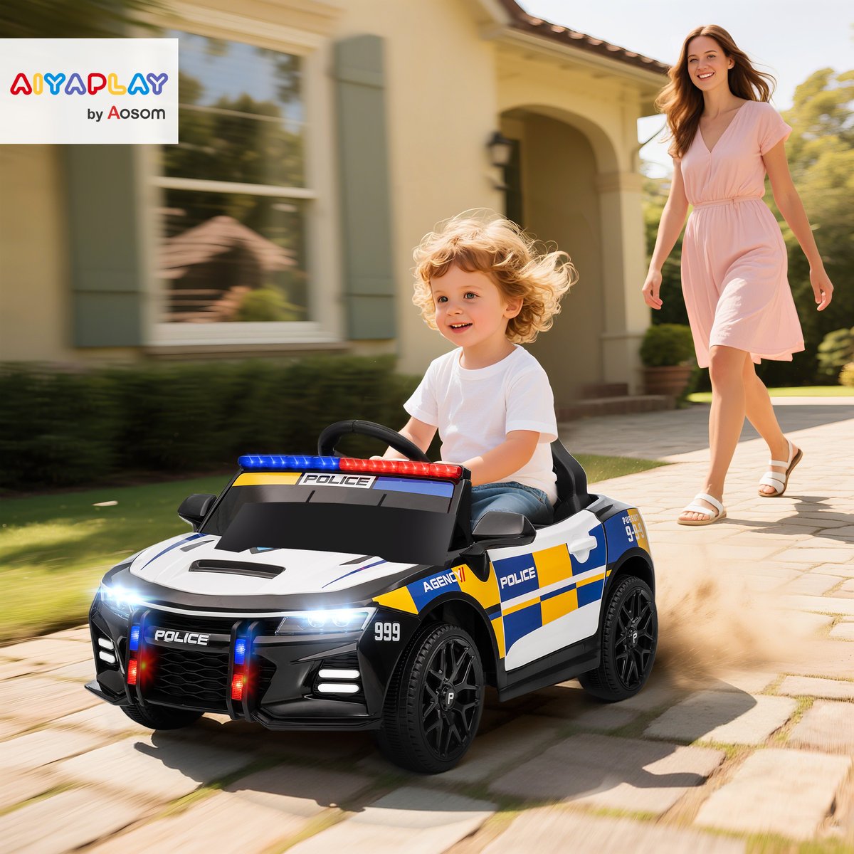 Voiture électrique à conducteur assis multicolore, AIYAPLAY