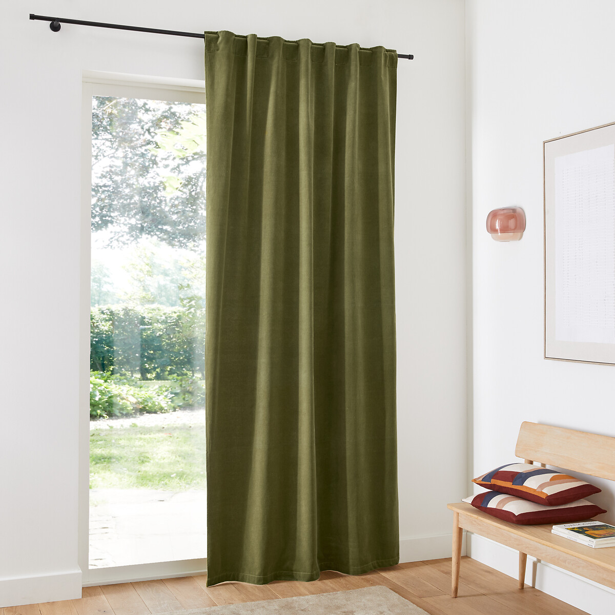 Vorhang Velvet, verdeckte Schlaufen, Samt moosgrün, LA REDOUTE INTERIEURS