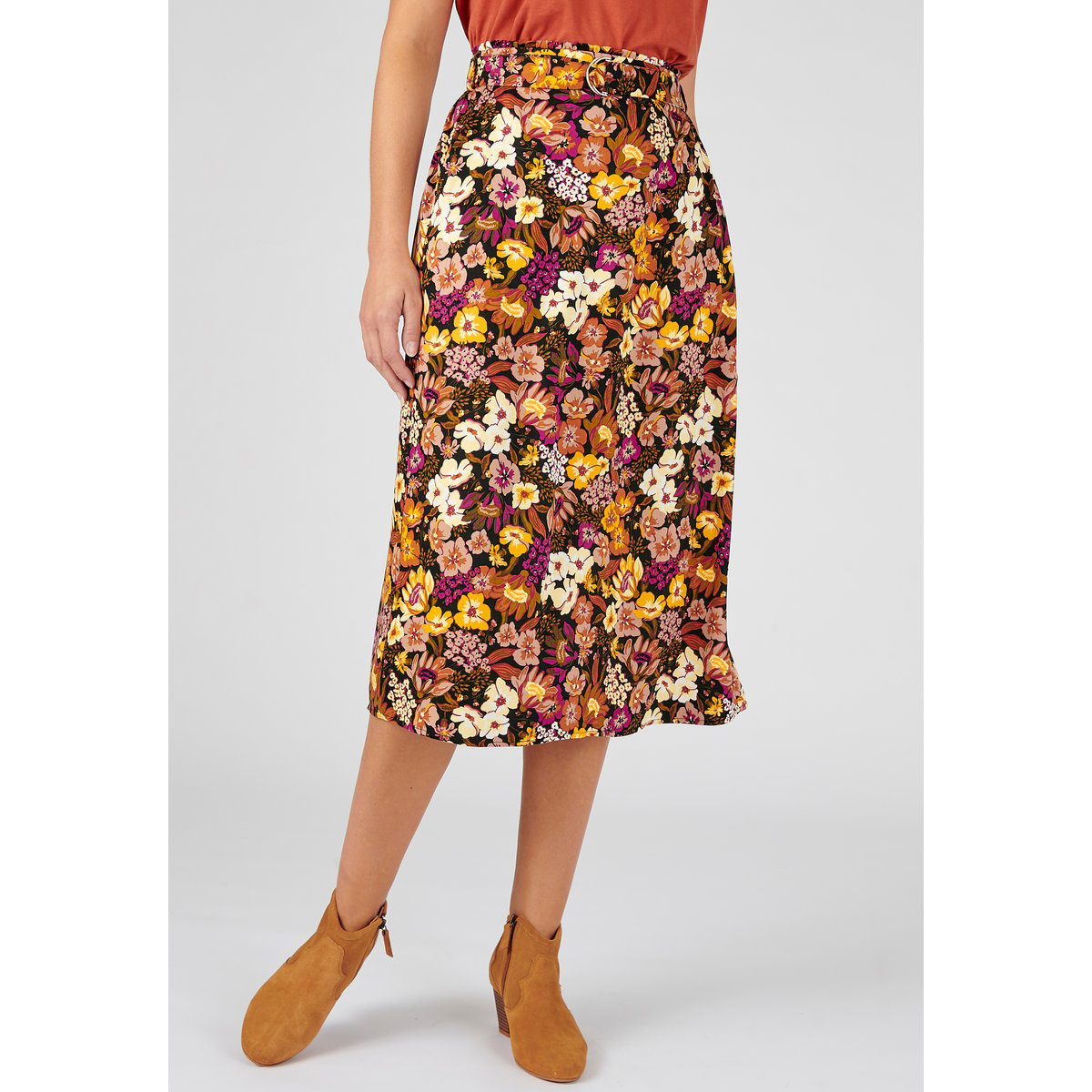 Jupe fibres viscose Lenzing(TM) EcoVero(TM) imprimé noir, DAMART