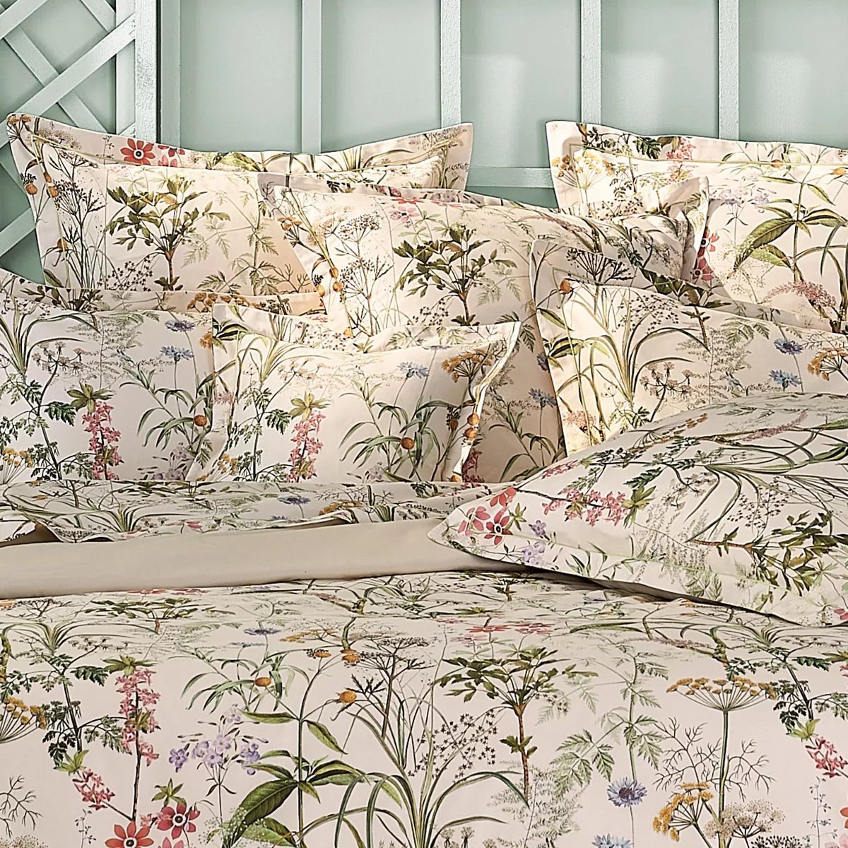 Taie d'oreiller satin de coton PRAIRIE LEGERE beige, GARNIER THIEBAUT