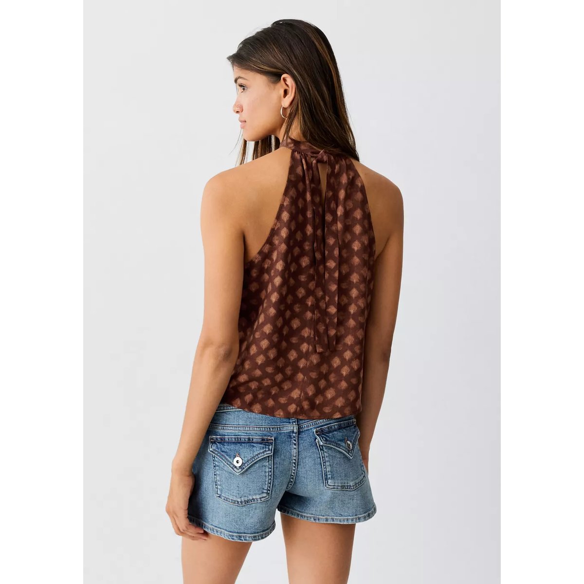 Top halter imprimé rouge-orangé, MANGO TEEN