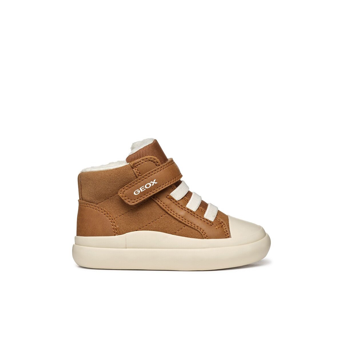 Kids Gisli Faux Fur-Lined High Top Trainers brown, GEOX