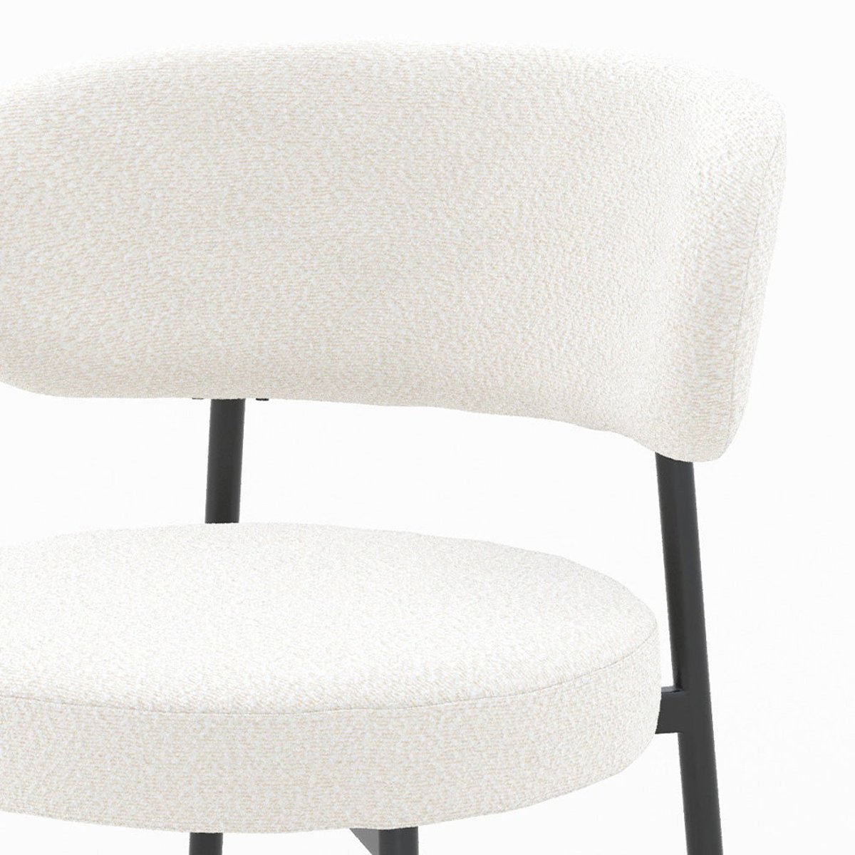 Lot de 2 chaises en tissu bouclé et pieds - MAËLIE blanc cassé, MAISON PAVANE