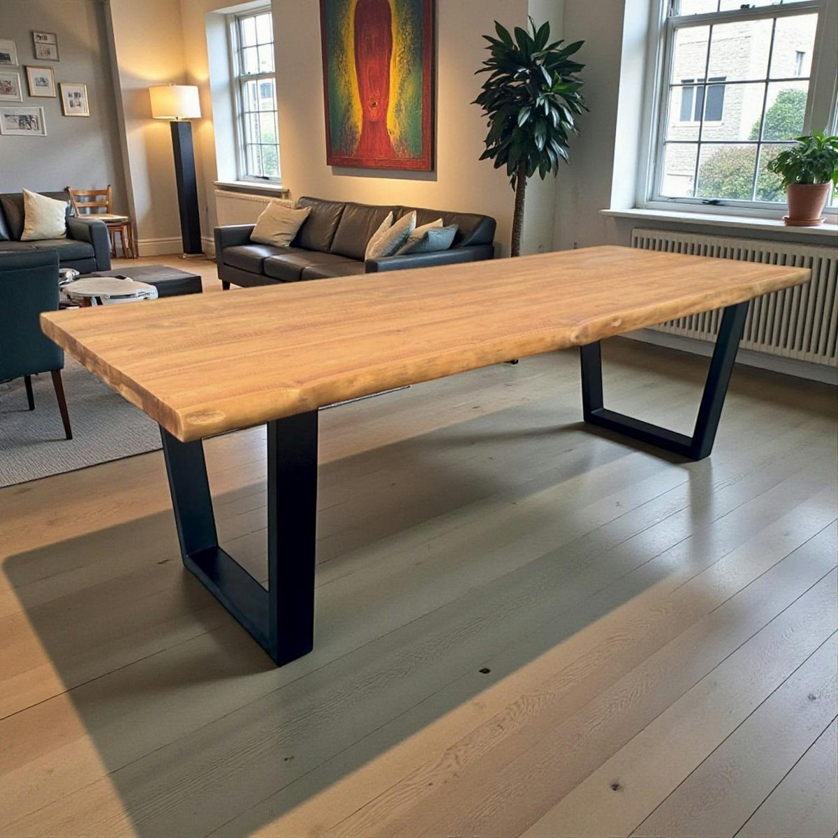 Table à manger bois de teck recyclé, pieds en U 240 cm TIMOR bois naturel, PIER IMPORT