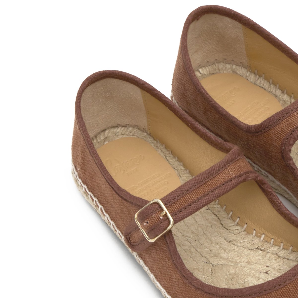 Espadrilles plates style Mary-Jane en coton PADUA PLATFORM cognac, CASTANER
