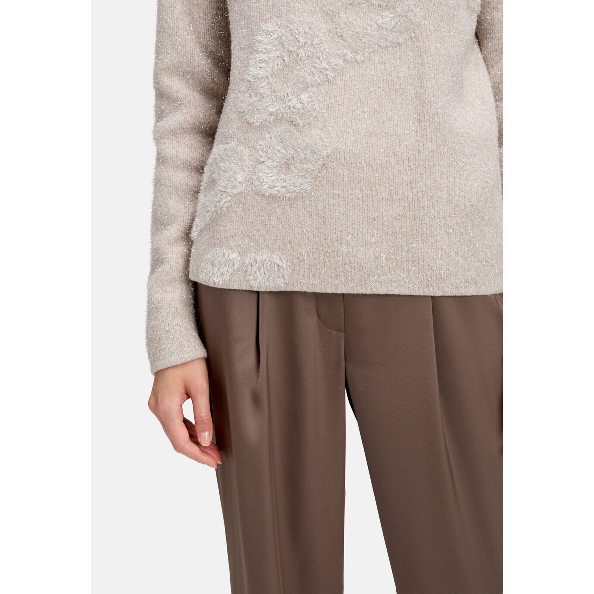 Pull-over en maille à motif jacquard taupe melange, BETTY BARCLAY