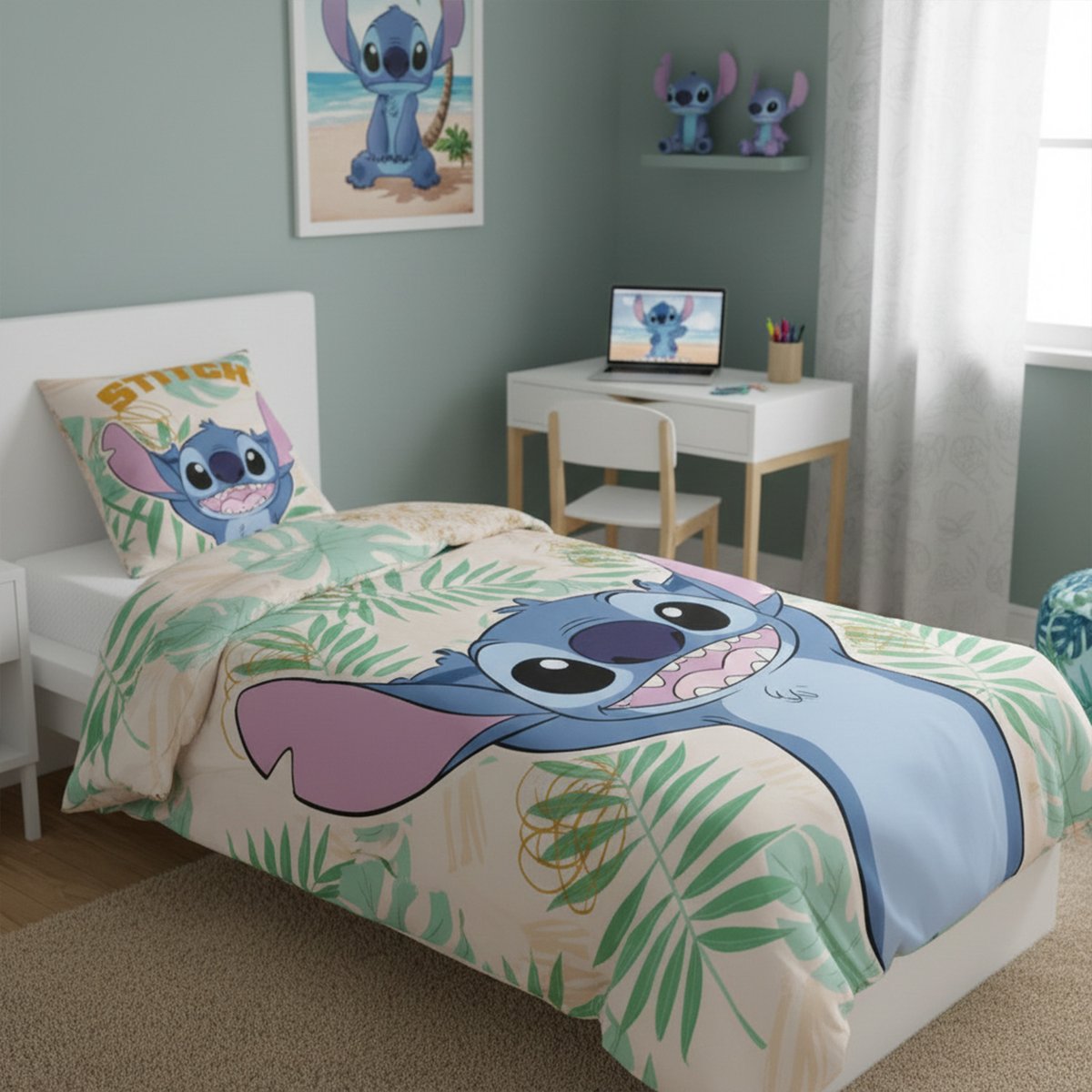 Parure de lit Disney, STITCH JUNGLE beige, STITCH