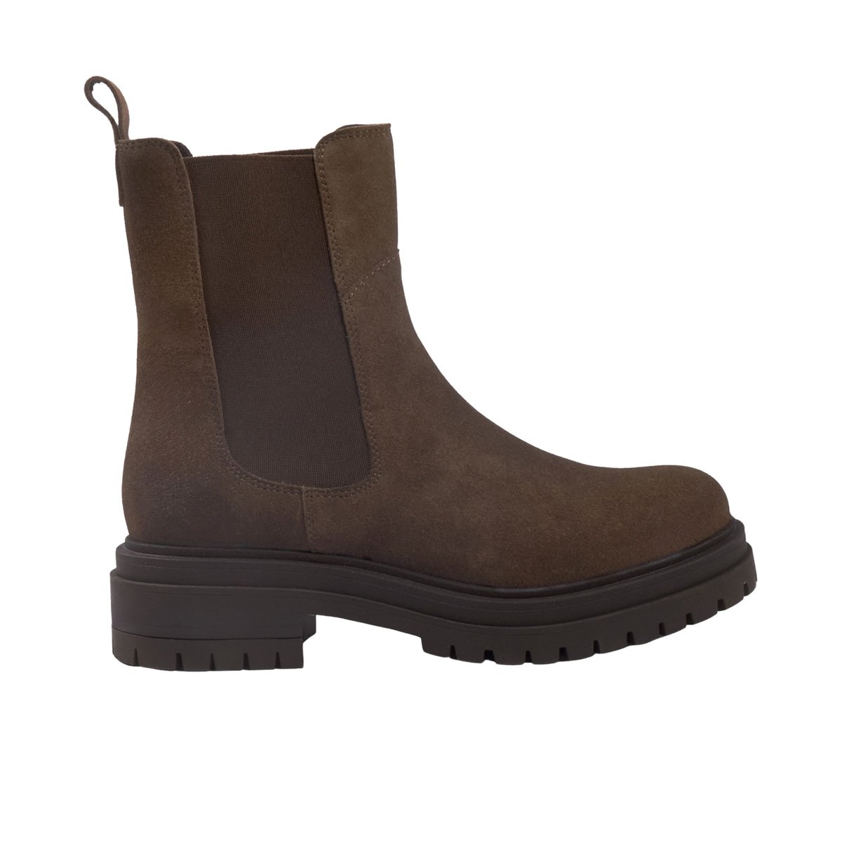 Bottines Chelsea crantées cuir daim daim marron, JULES & JENN