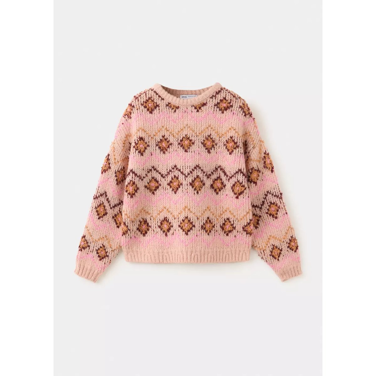 Pull-over maille jacquard pêche, MANGO KIDS