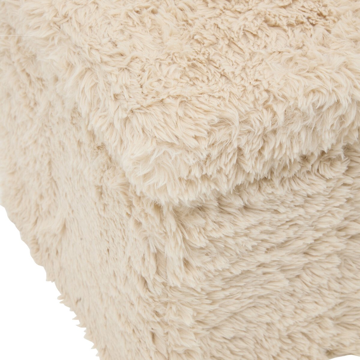 Pouf carré pliable avec rangement DUVIA beige, ATMOSPHERA