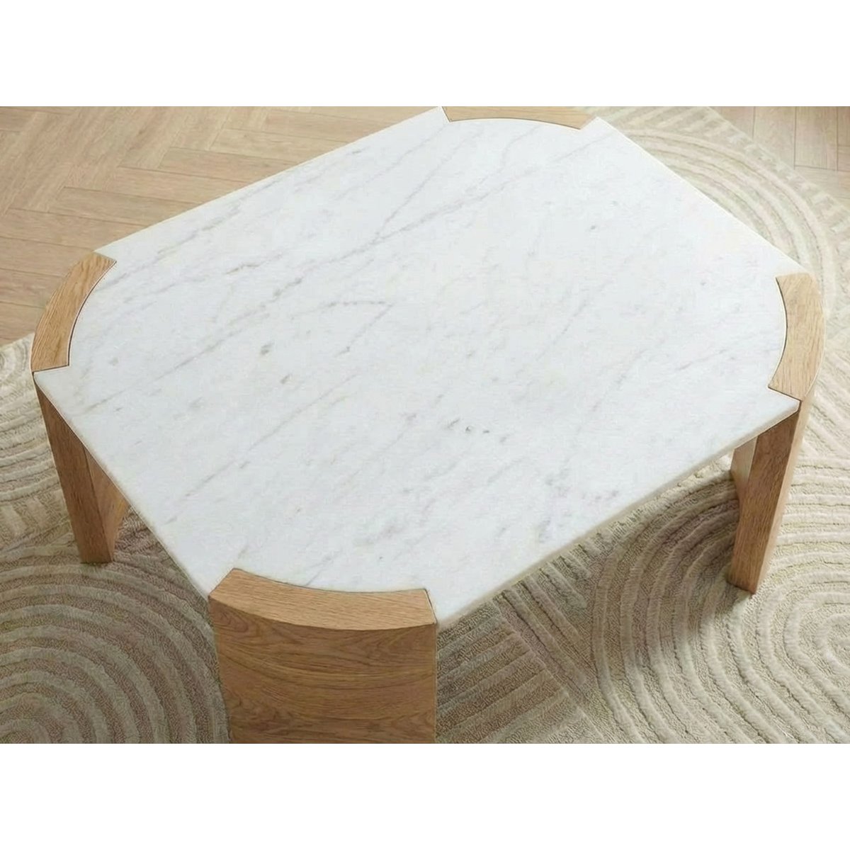 Table basse carrée en marbre, TORVI blanc, BOBOCHIC