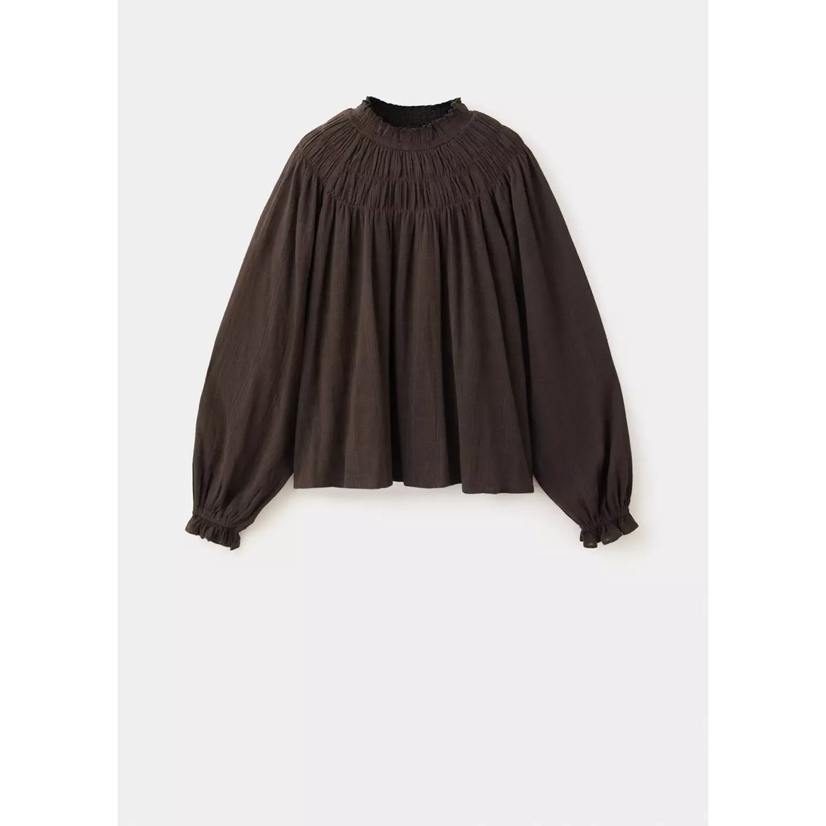 Blouse avec empiècement froncé marron, MANGO TEEN
