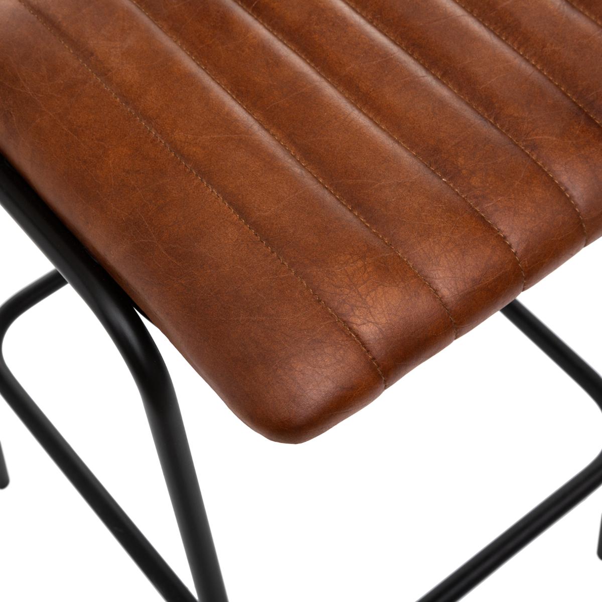 Chaise de bar en cuir DARIO cognac, ATMOSPHERA