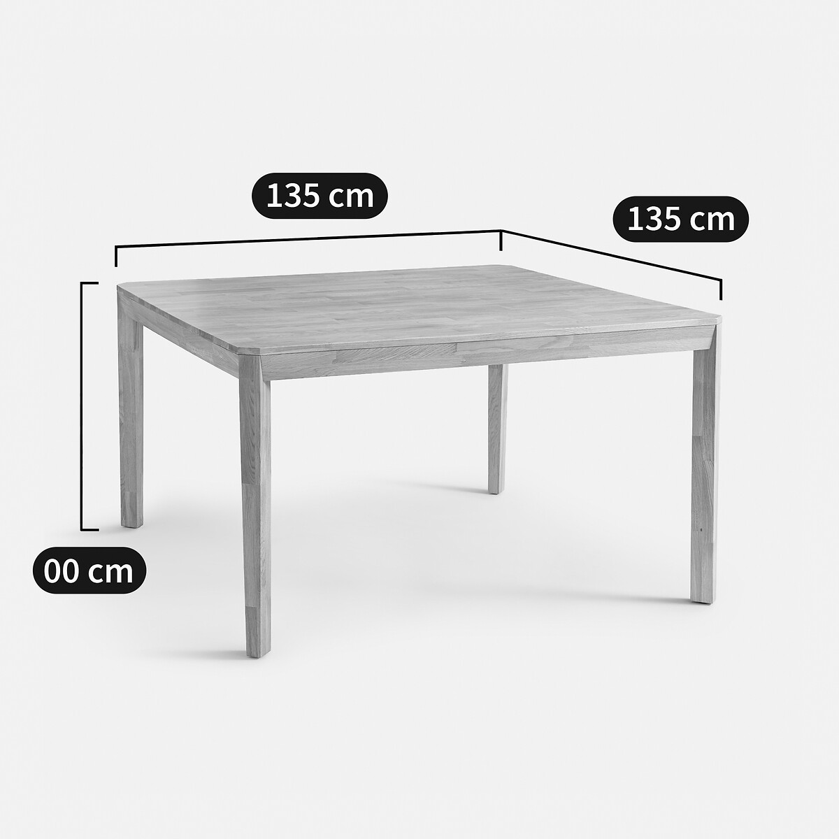 Table à manger, carrée, en chêne, de 4 à 8 personnes, NEODELITO coloris chêne, LA REDOUTE INTERIEURS