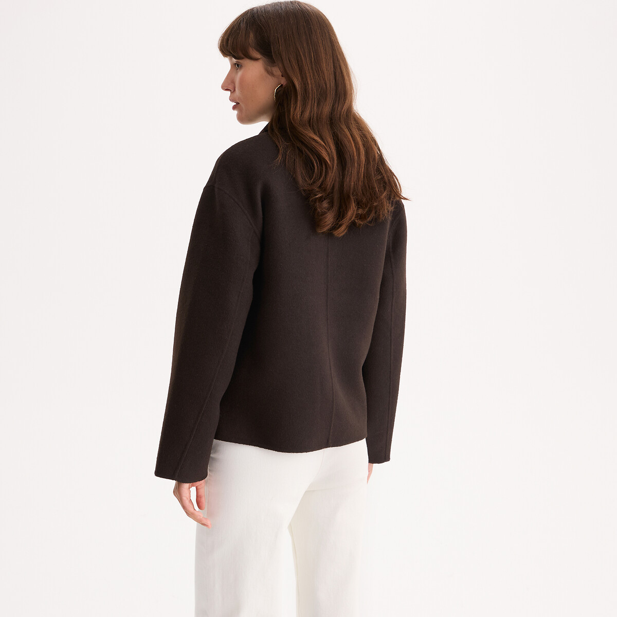 Short Oversize Wool Blend Jacket brown, ANNE WEYBURN