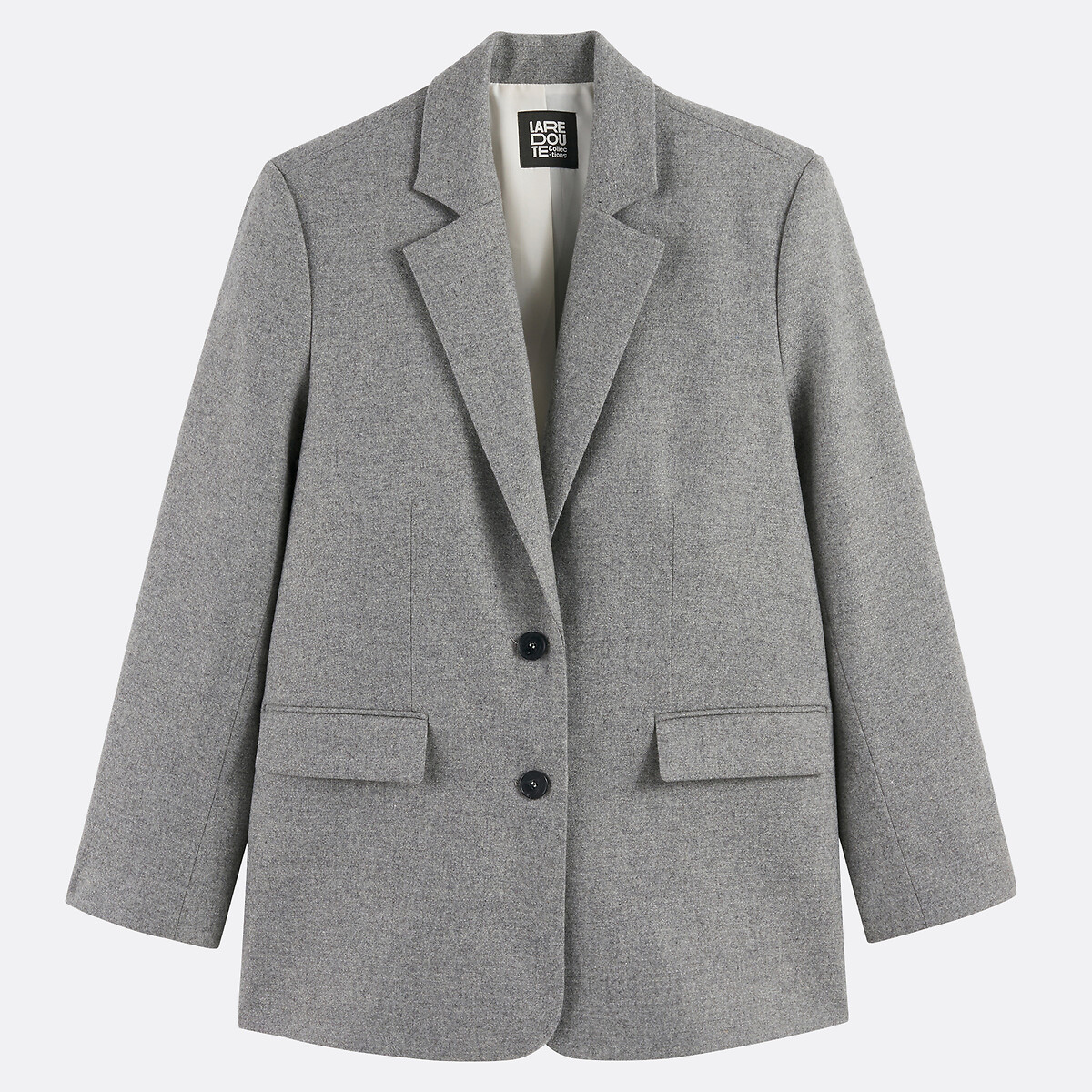 Blazer oversize 50% laine, Signature CLÉANDRE gris clair, LA REDOUTE COLLECTIONS