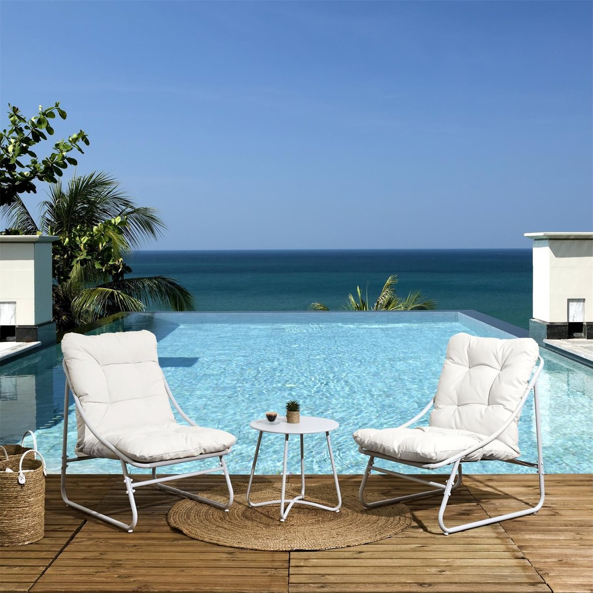 Salon de jardin en acier 2 places ANTIBES beige, THE HOME DECO FACTORY