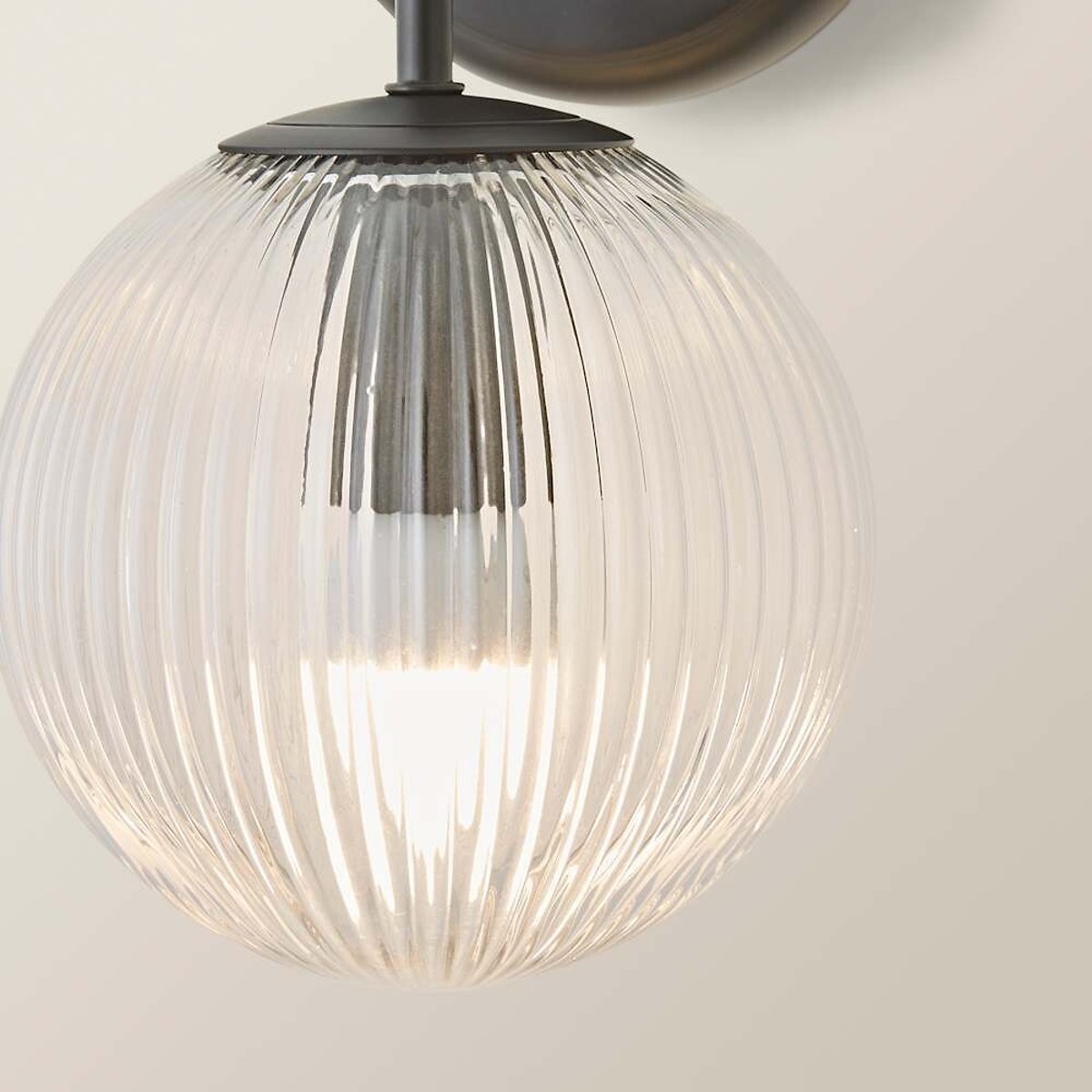 Kemp Wall Light with Ribbed Glass Globe Shade black, SO'HOME