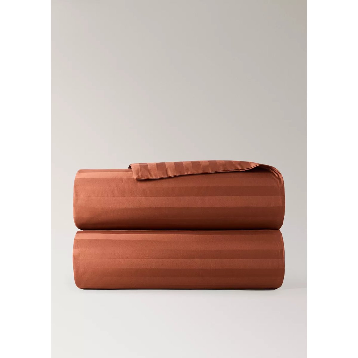 Housse de couette 100 % coton rayures Lit 135/140 cm cognac, MANGO HOME