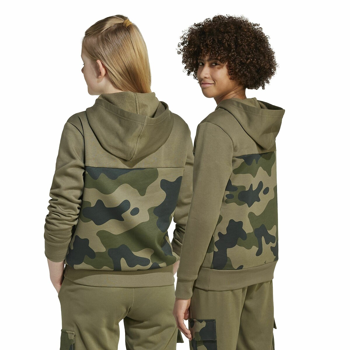 Sweat fermé en molleton gratté kaki, ADIDAS SPORTSWEAR