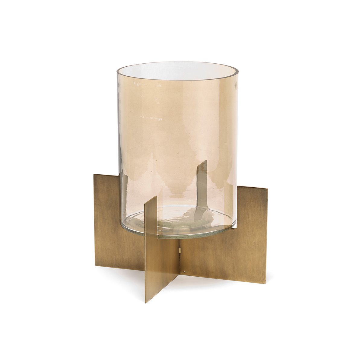 Bougeoir en laiton et verre HURRICANE X or, BAZAR BIZAR
