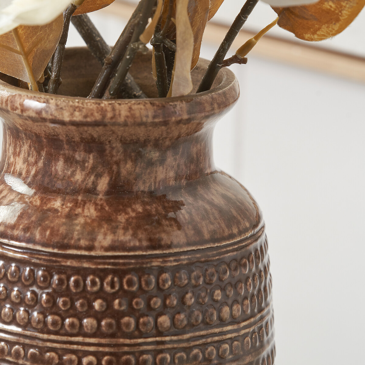 20cm Dot Design Brown Glaze Vase brown , ÉDITÉ