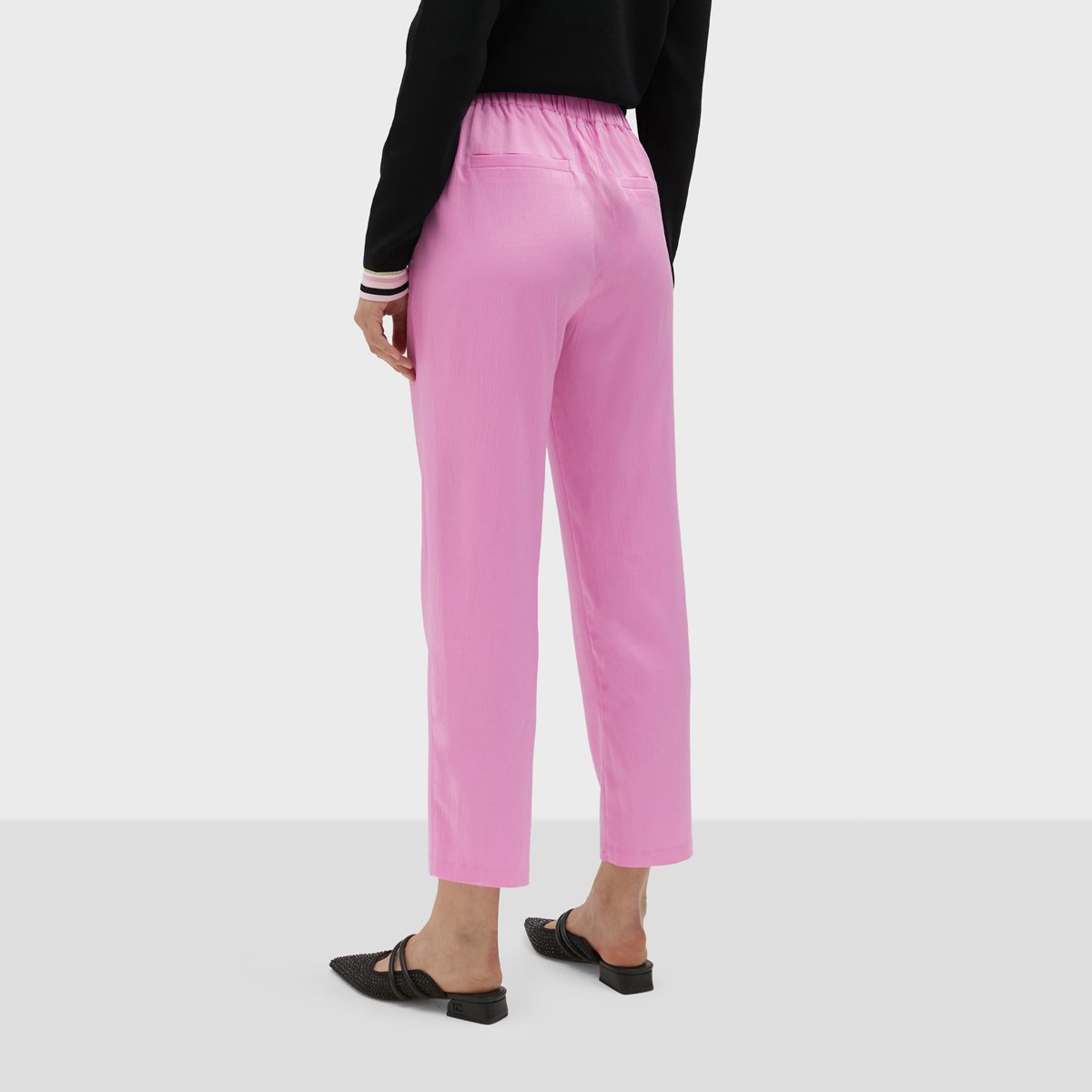 Pantalon droit longueur cheville à taille élastiquée rose, LOLA CASADEMUNT