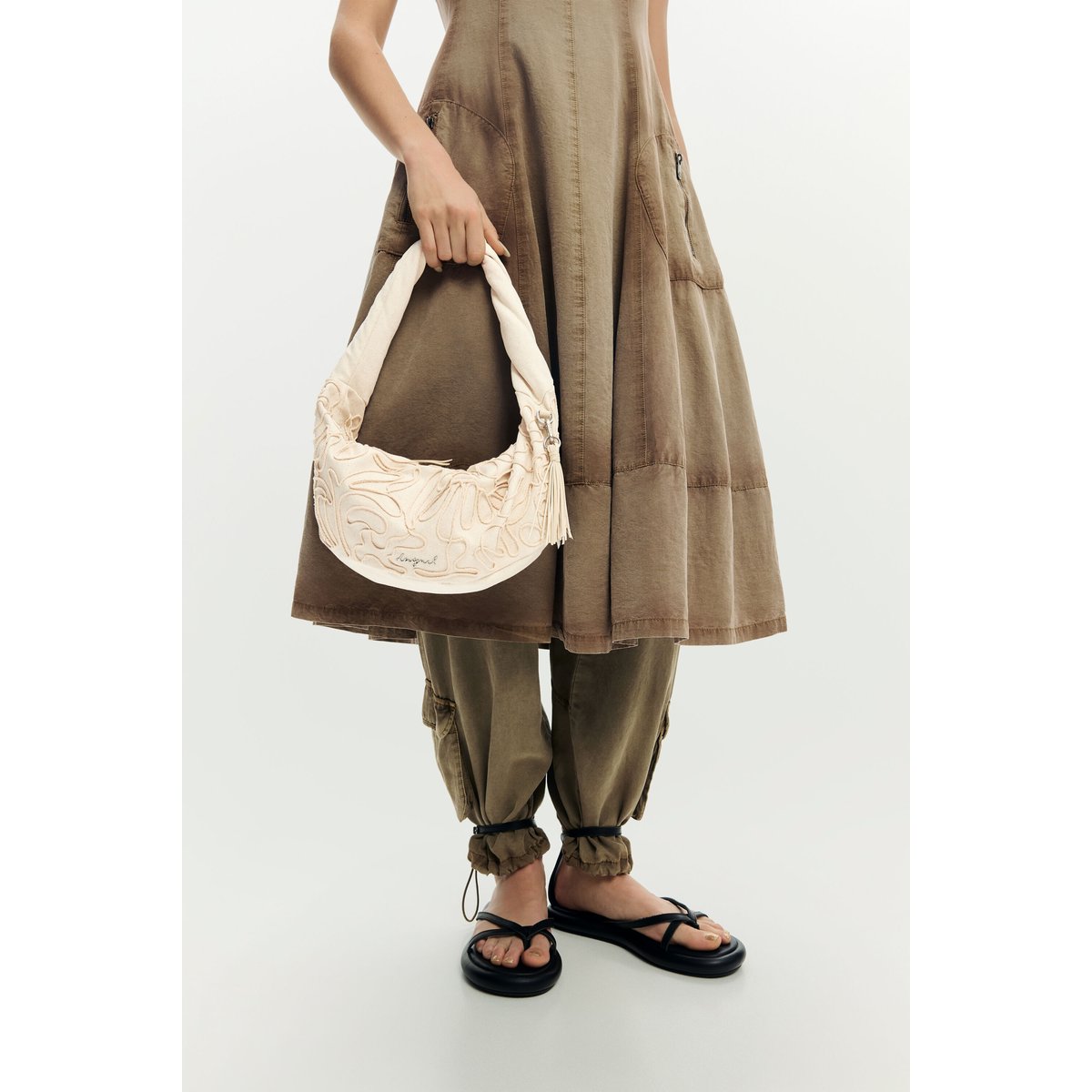 Sac moyen toile fleur blanc, DESIGUAL