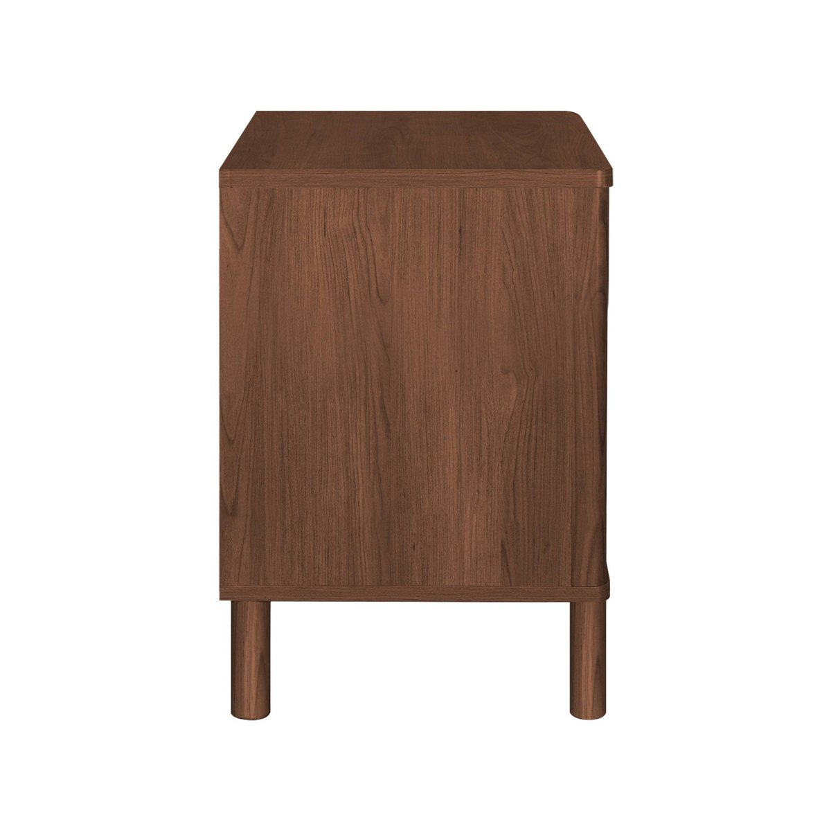 Table de chevet vintage décor bois et cannage 2 tiroirs ETTA noyer, SWEEEK