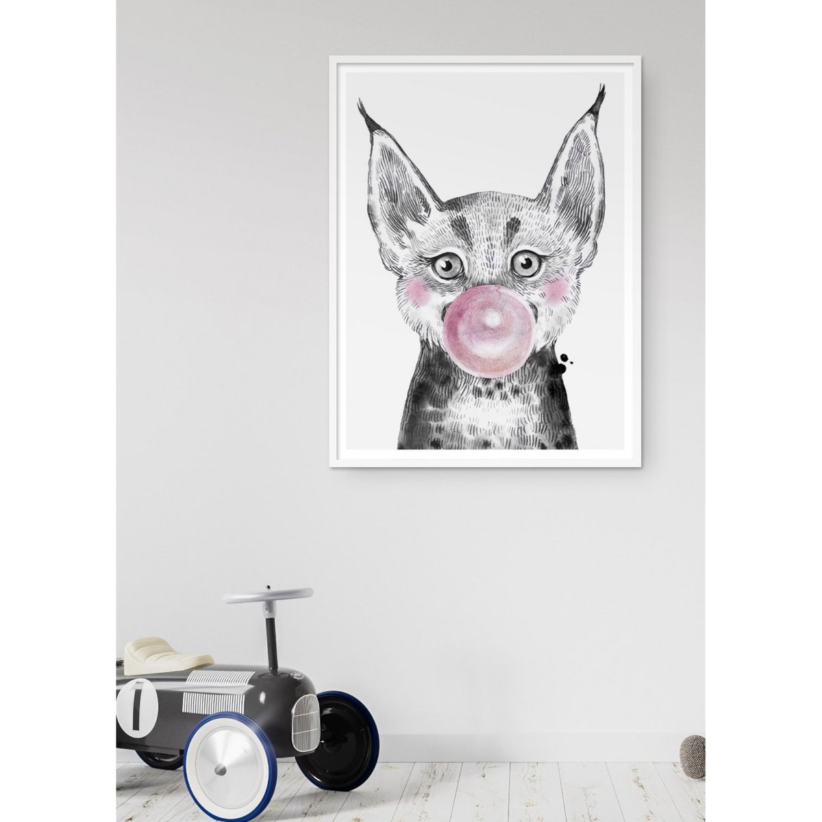 Affiche 'Bulle de Lynx Rose' blanc, L'AFFICHERIE