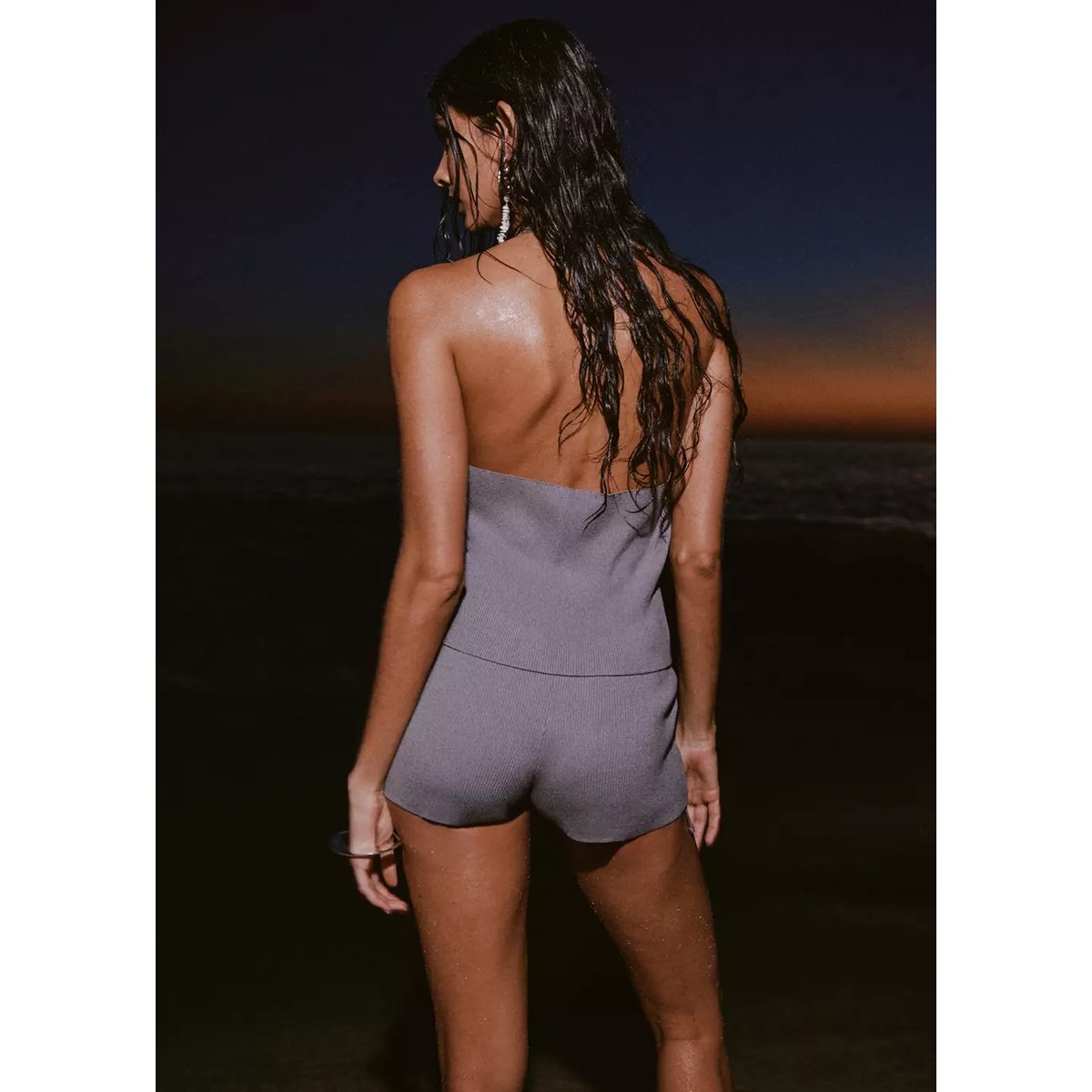 Top ajusté avec boutons décoratifs gris chiné moyen, MANGO