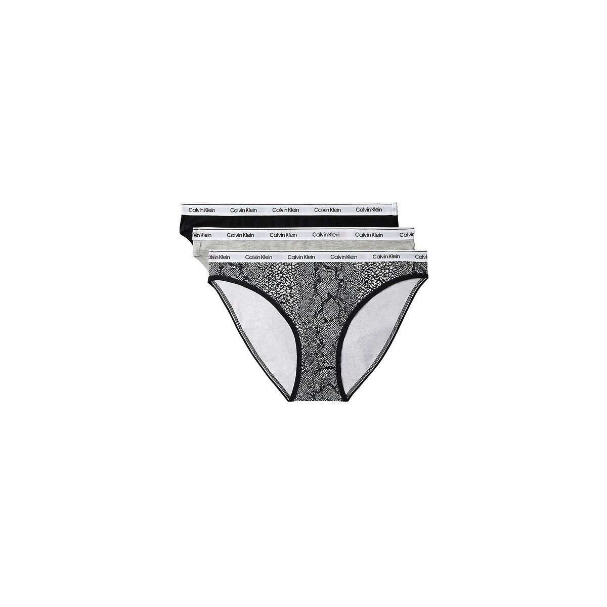 Lote de 3 bragas ICON LOGO negro/gris/estampado, CALVIN KLEIN UNDERWEAR