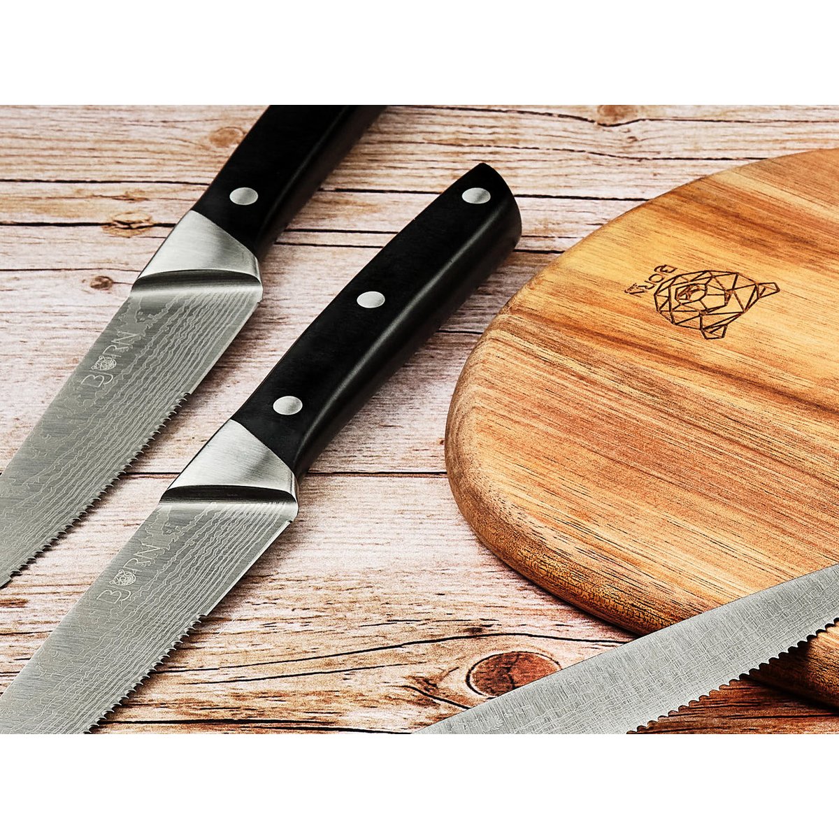 Lot de 6 couteaux à steak en inox, NUDE inox mat et noir mat, BJORN