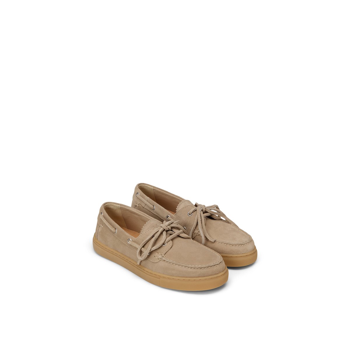 Chaussure bateau modèle Kara en cuir velours doux marron clair, MARC O'POLO