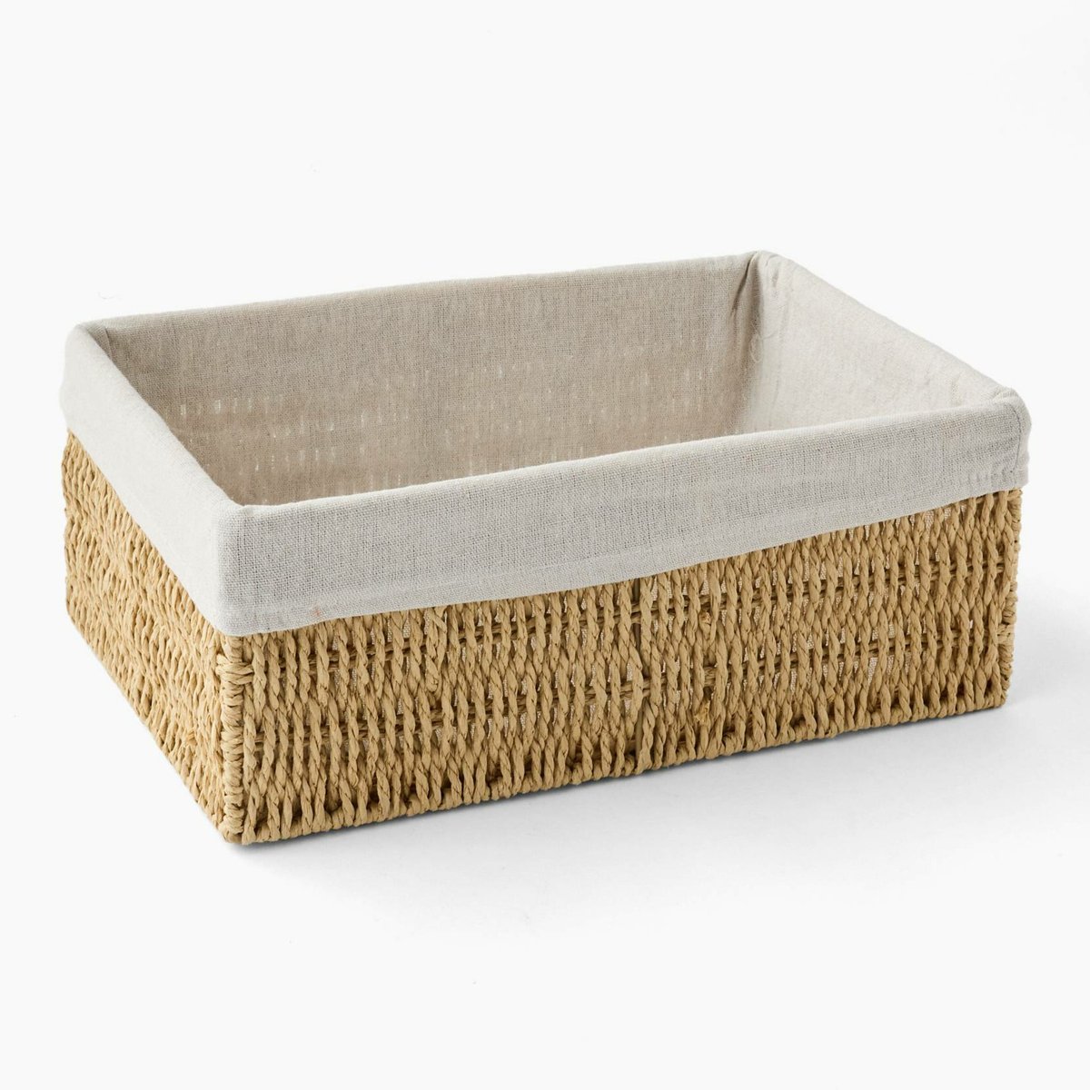 Panier de rangement rectangulaire, 36x24x14 cm, en plastique blanc, MONOPRIX