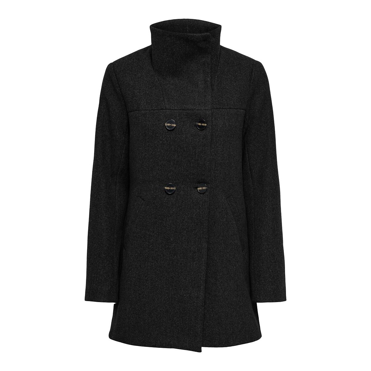 Manteau mi-long col montant noir, ONLY