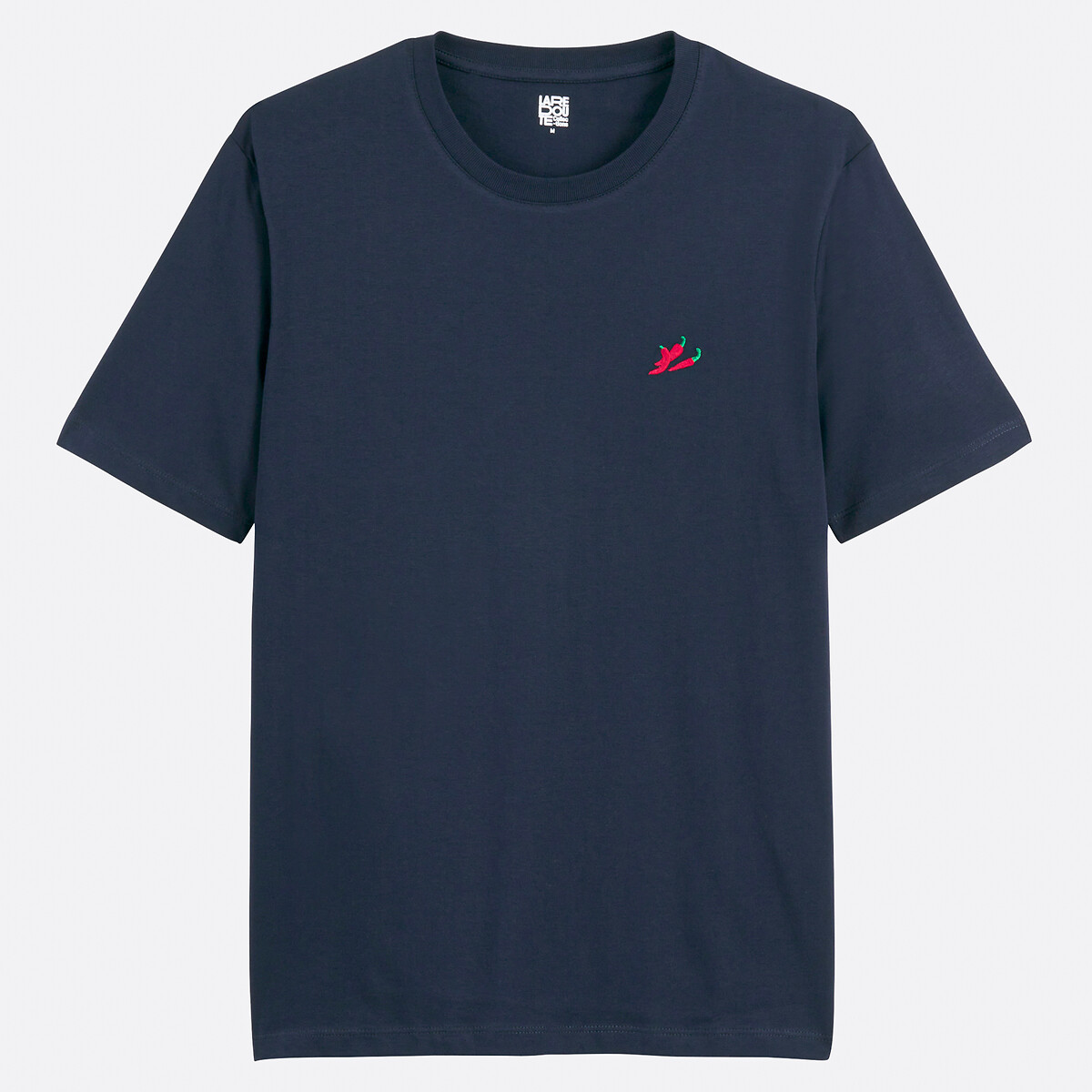 Short-Sleeve T-Shirt with Chilli Pepper Embroidery navy blue, LA REDOUTE COLLECTIONS