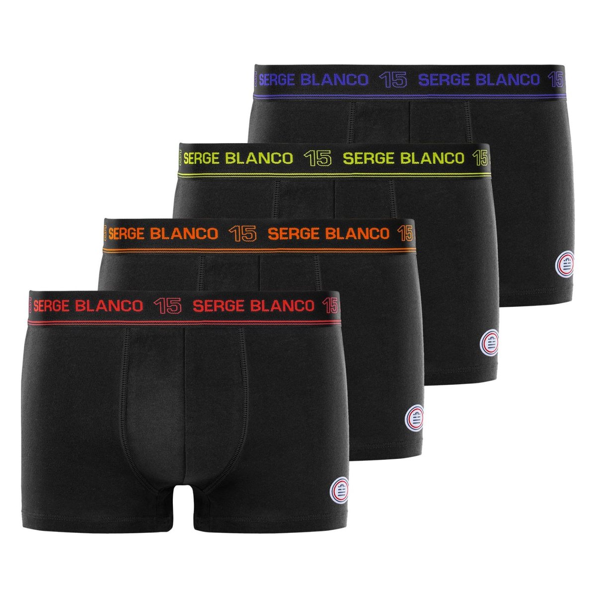 Lot De 4 Boxers Coton noir/bleu/rouge/orange/jaune, SERGE BLANCO