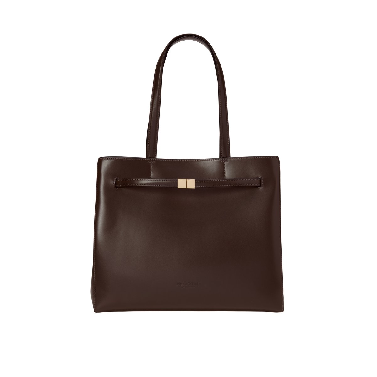 Shopper en cuir de vache noble marron foncé, MARC O'POLO