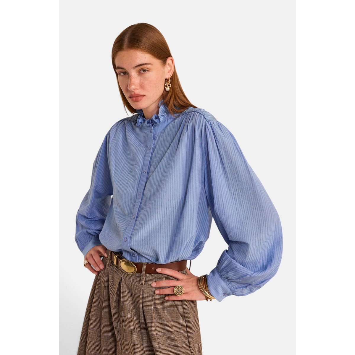 Blouse rayée à manches longues MONA lavande, Maison 123