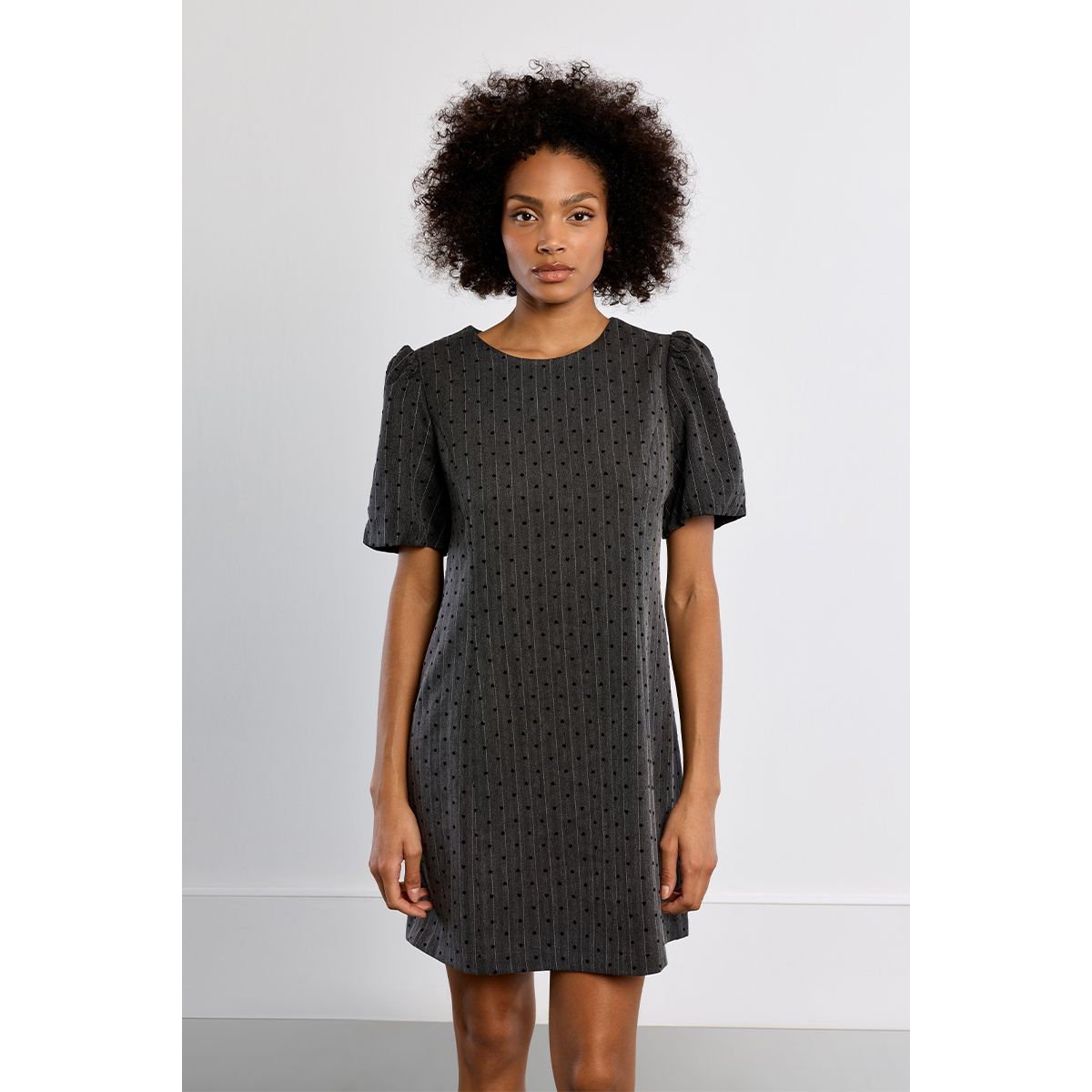 Robe mini rayée, à cœurs dark grey, LILI SIDONIO
