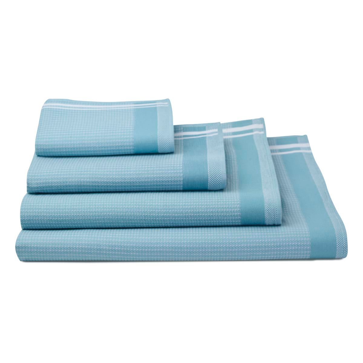 Serviette de bain 375 g/m², Duetto, Made in France adriatique, LE JACQUARD FRANCAIS
