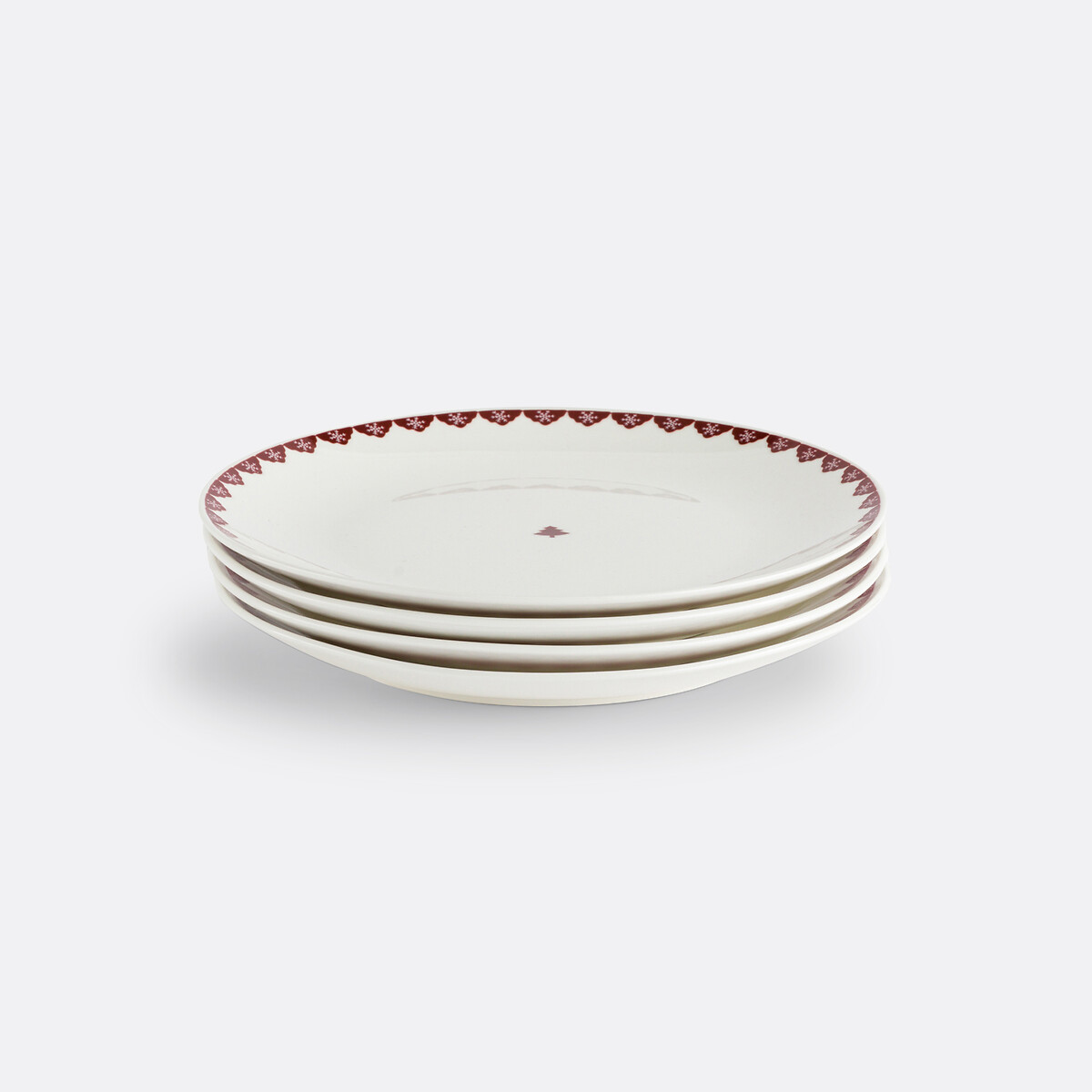 Lot 4 assiettes à dessert en porcelaine, Flocani rouge/blanc, LA REDOUTE INTERIEURS