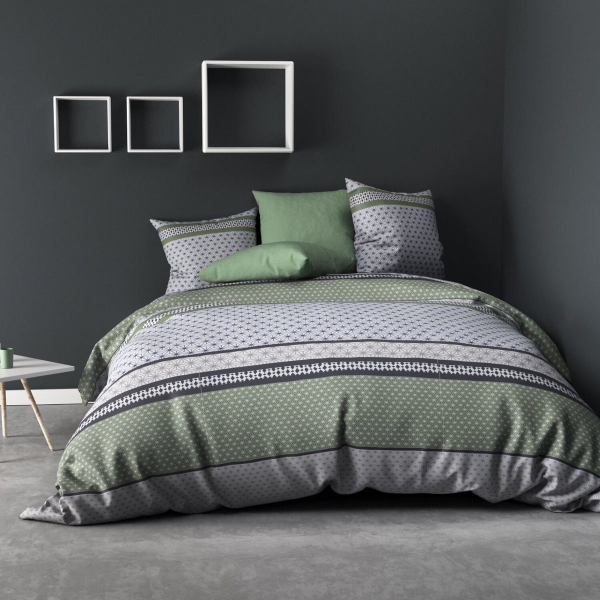 Parure housse de couette polyester, Vaxo vert, C DESIGN HOME TEXTILE