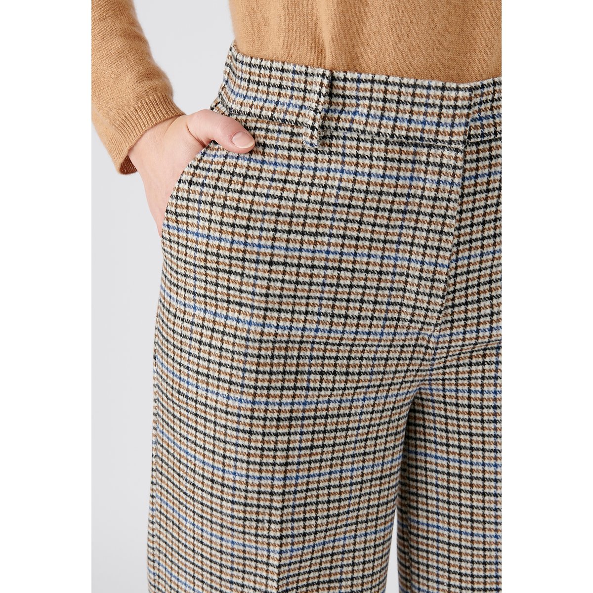 Pantalon large à carreaux marron beige carreaux, DAMART