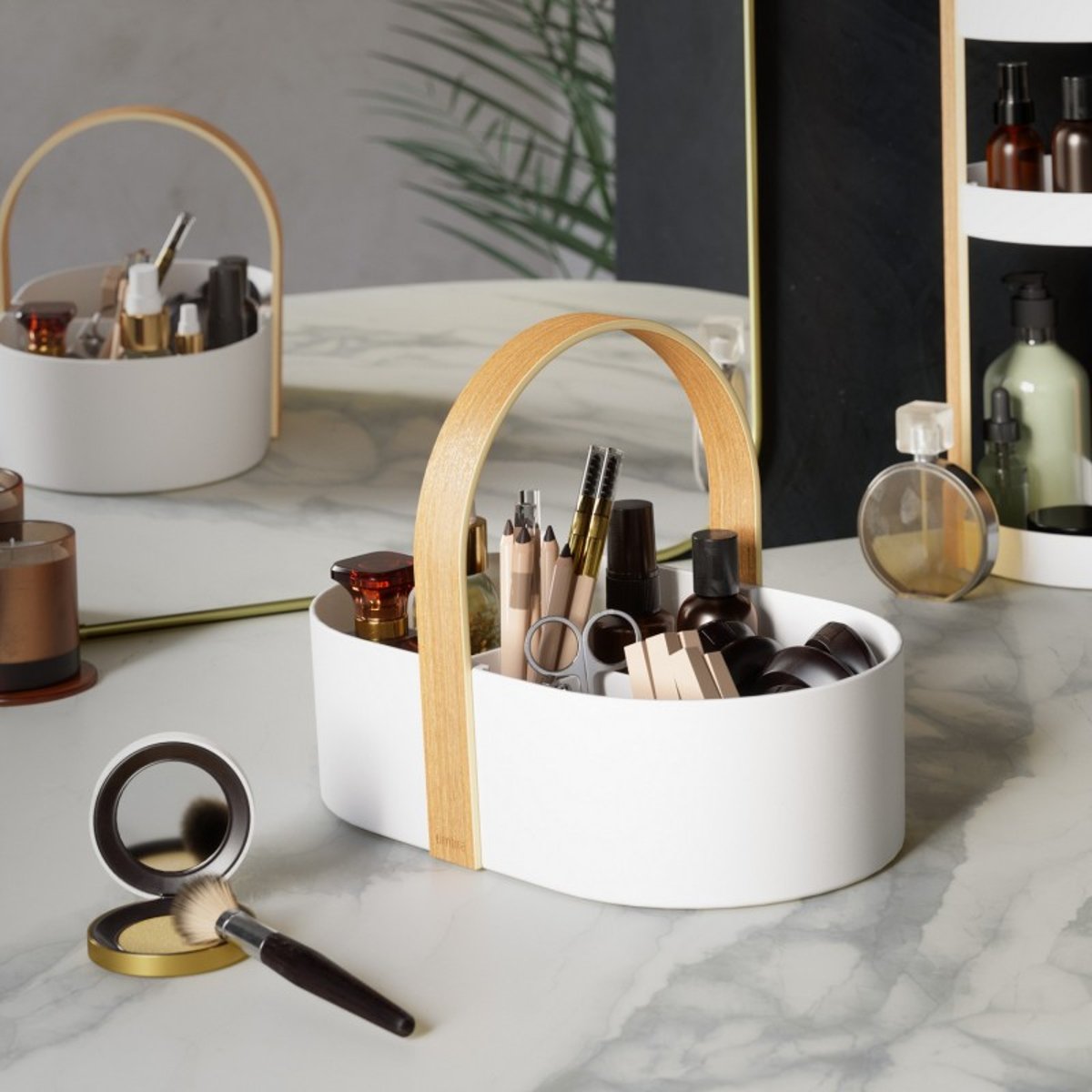 Panier rangement design poignée  BELLWOOD blanc, UMBRA
