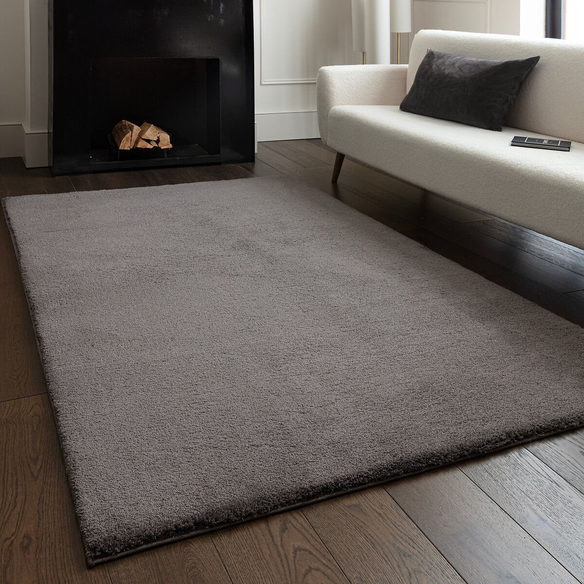 Como Silky Soft Plain Rug charcoal, SO'HOME