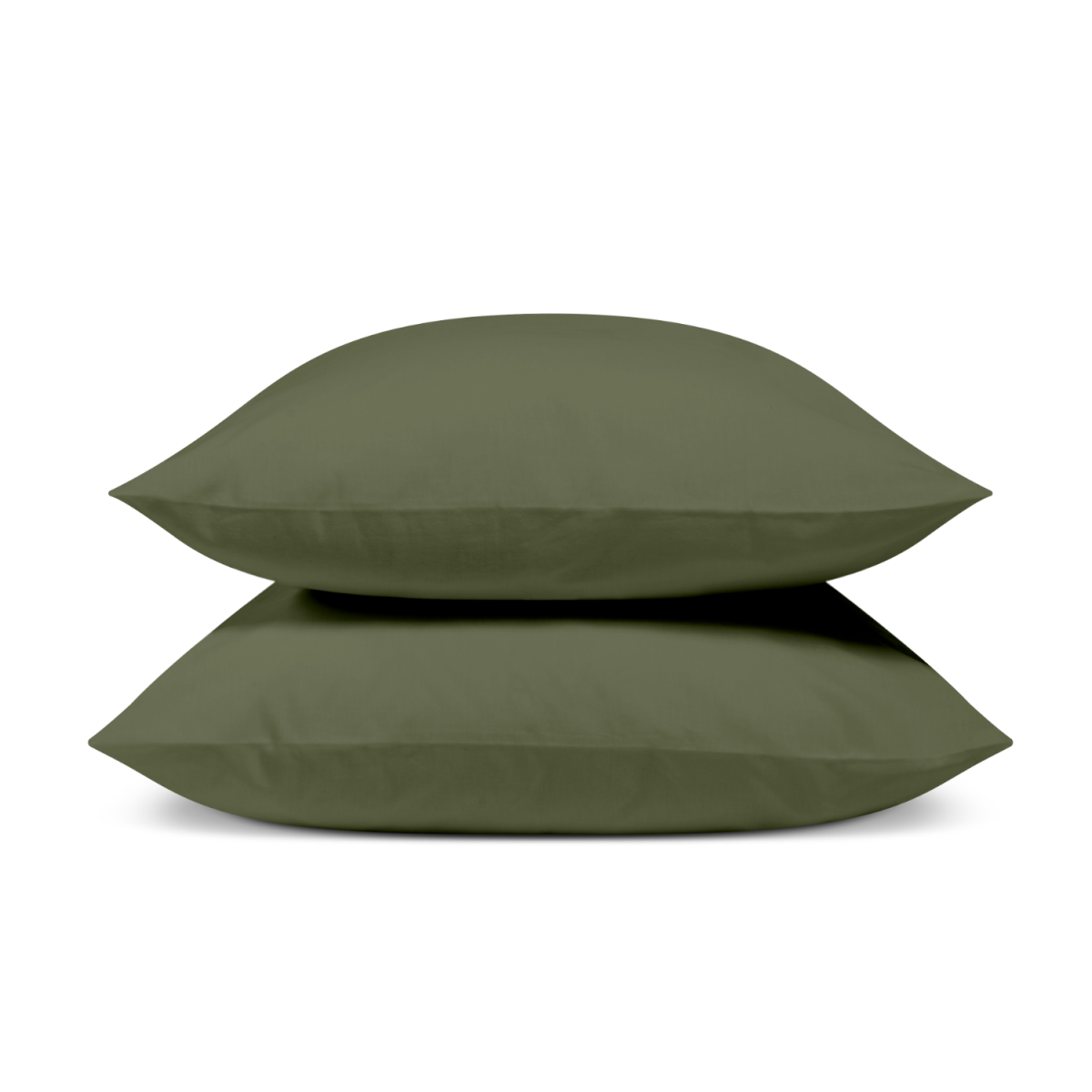 Lot de 2 Taies d'oreiller unie PERCALE DE COTON kaki, BLEU CALIN
