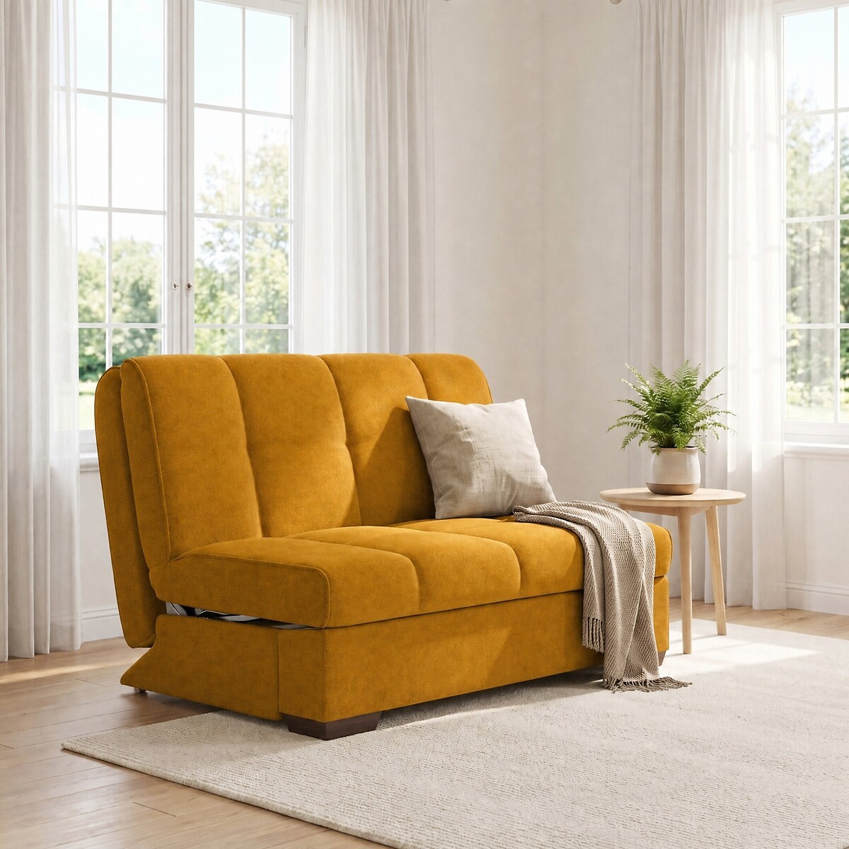 Harlow Velvet Double Sofabed with Pocket Foam Mattress saffron yellow, ÉDITÉ
