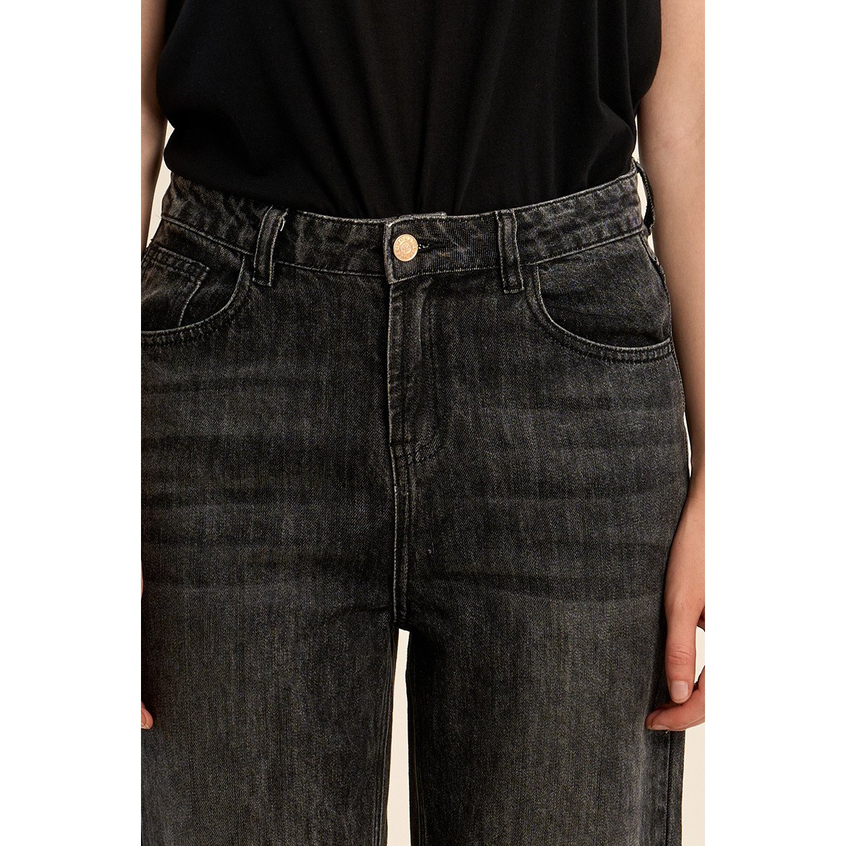 Jean large black denim, MOLLY BRACKEN